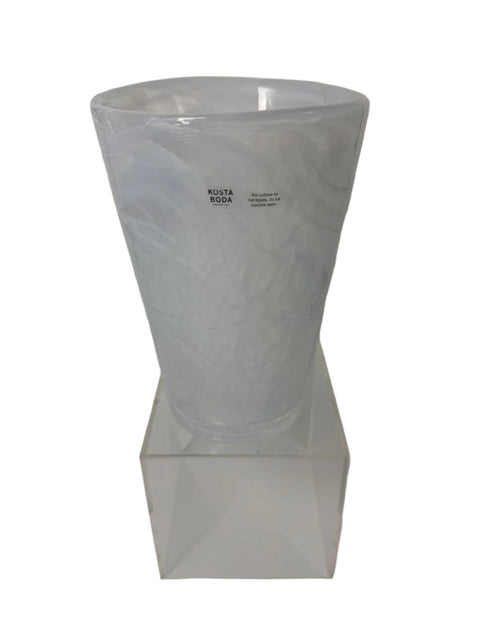 Kosta Boda (Sweden) white translucent swirl hand blown glass vase