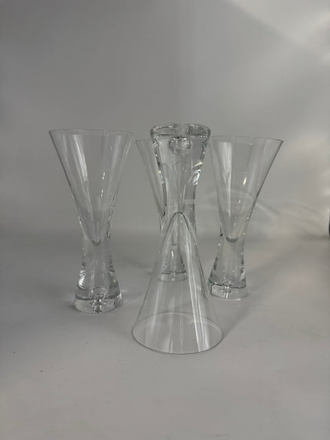 Krosno (Poland) set of four bubble base champagne flute/cocktail glasses