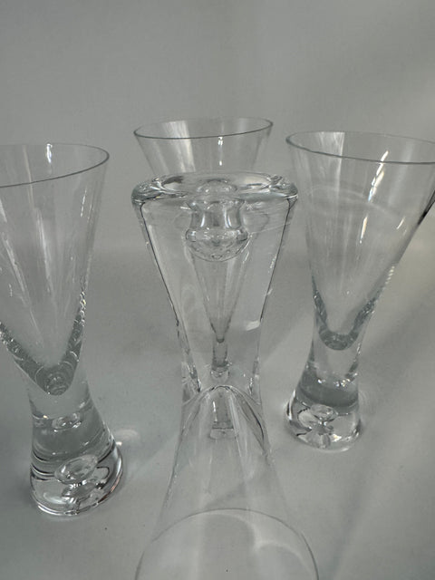 Krosno (Poland) set of four bubble base champagne flute/cocktail glasses