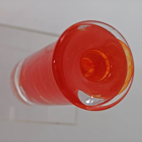 Kosta Boda (Sweden) Atol column candle holder orange swirl Anna Ehrner