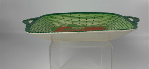Royal Winton Grimwades (England) 1930's green basket bowl with tomato Design - Majolica Design tomato design dish