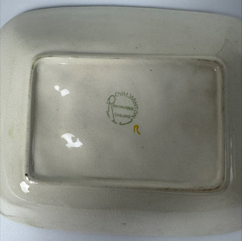 Royal Winton Grimwades (England) 1930's green basket bowl with tomato Design - Majolica Design tomato design dish