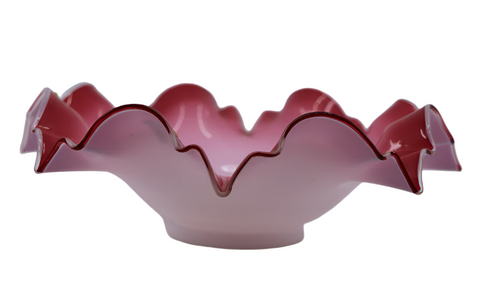 Large Edwardian Ruby over milk glass centre piece bowl