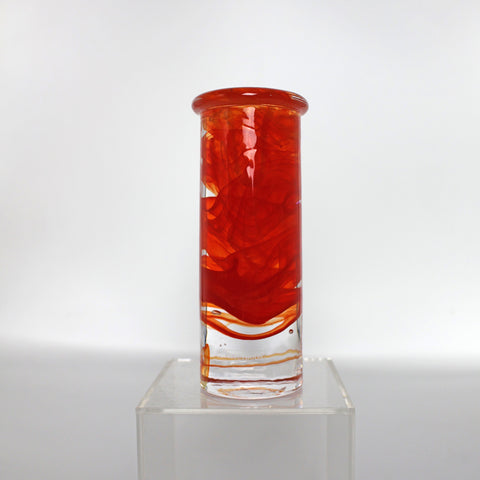 Kosta Boda (Sweden) Atol column candle holder orange swirl Anna Ehrner