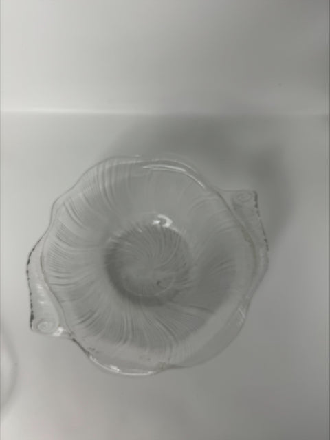 Studio Nova frosted glass crystal seashell large bowl and pair matching bowls