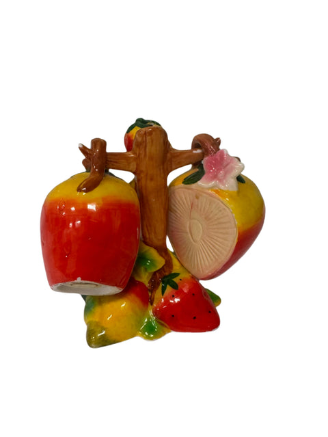 Vintage Apple and tree salt and pepper shakers
