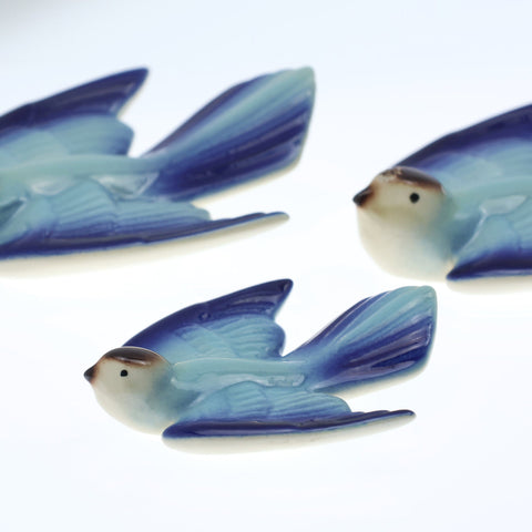 Ceramic birds, 3 blue swallows wall decor Decor Coco Retrotique