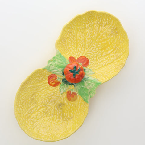 Japan, tomato and cabbage leaf 2 section dish Servingware Coco Retrotique