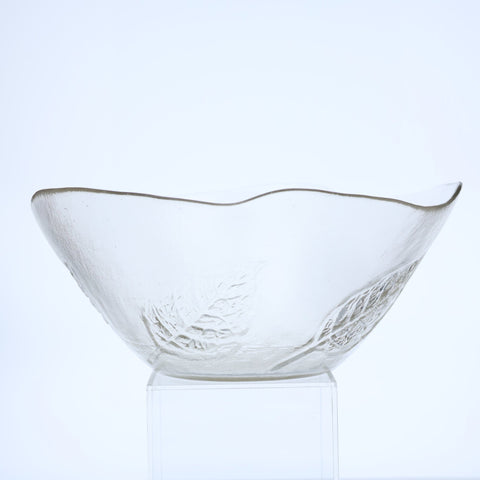 Kosta Boda, Party series glass bowl with embossed leaf Glass Coco Retrotique