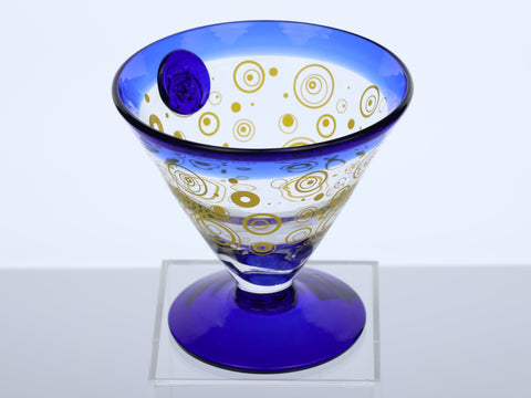 Kosta Boda "Royal Caribbean Cruise" cocktail glasses with blue rim Drinkware and barware Coco Retrotique