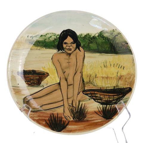 Large Martin Boyd Australian pottery plate depicting and indigenous woman Ceramics pottery and porcelain Coco Retrotique