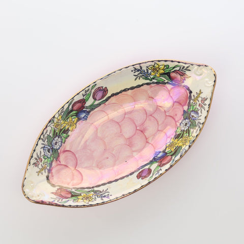 Maling (England)lustre pink thumbprint flower dish Servingware Coco Retrotique