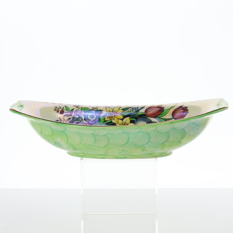 Maling (England) springtime lustre dish with green thumbprint Servingware Coco Retrotique
