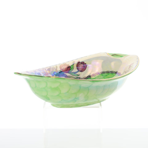Maling (England) springtime lustre dish with green thumbprint Servingware Coco Retrotique