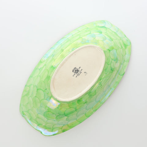 Maling (England) springtime lustre dish with green thumbprint Servingware Coco Retrotique