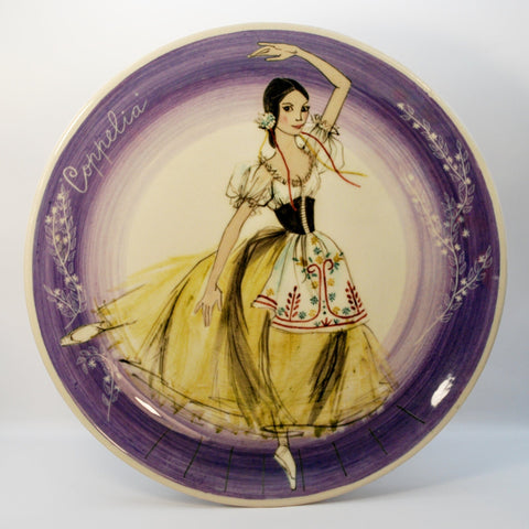 Martin Boyd, large plate - Coppelia ballerina in yellow dress Plate Coco Retrotique