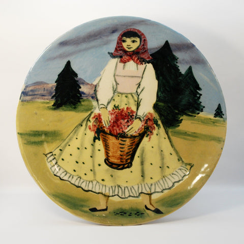 Martin Boyd, large plate - Country scene with lady holding basket Plate Coco Retrotique