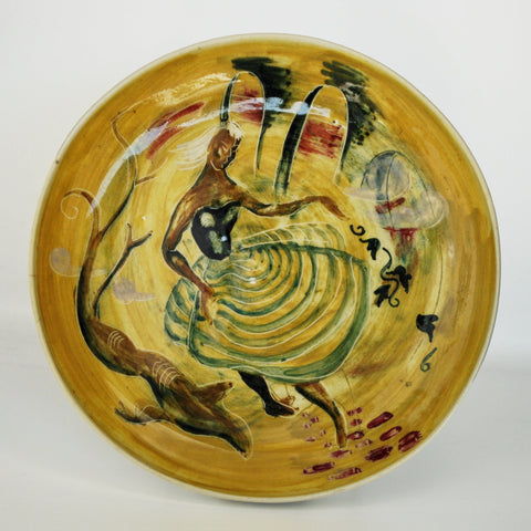 Martin Boyd, large plate - Dancing girl with striped skirt Plate Coco Retrotique