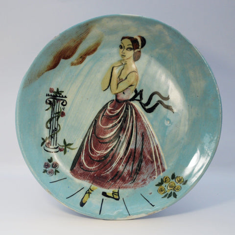 Martin Boyd, medium plate - Ballerina in burgundy dress Plate Coco Retrotique