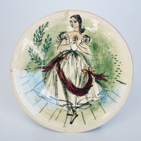 Martin Boyd, medium plate - Ballerina in white dress with red sash Plate Coco Retrotique