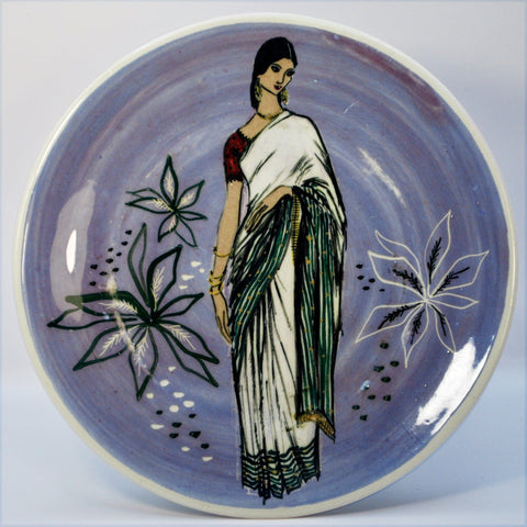 Martin Boyd, medium plate - Indian lady in sari Plate Coco Retrotique