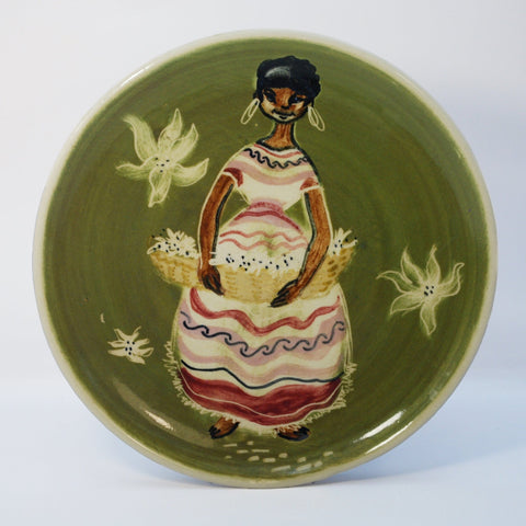 Martin Boyd, medium plate - Lady carrying basket Plate Coco Retrotique