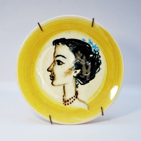 Martin Boyd, small plate - Lady with blue flowers in her hair Plate Coco Retrotique