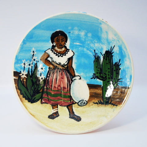 Martin Boyd, small plate - Mexican themed, girl with pot Plate Coco Retrotique