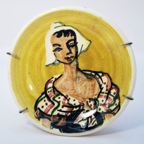 Martin Boyd, small plate - Milk maid with colourful wrap Plate Coco Retrotique