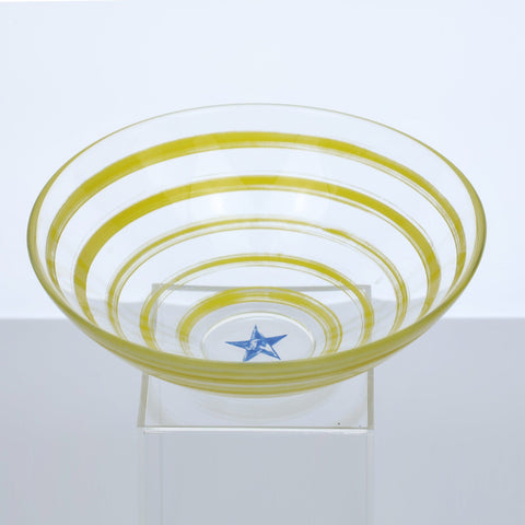 Glass bowl with yellow rings and blue star on the bottom Glass Coco Retrotique