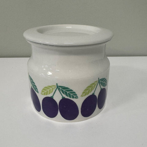 Arabia (Finland) "Pomona" plum jam pot designed by Raija Uosikkinen