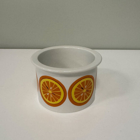 Arabia (Finland) "Pomona" orange jam pot designed by Raija Uosikkinen