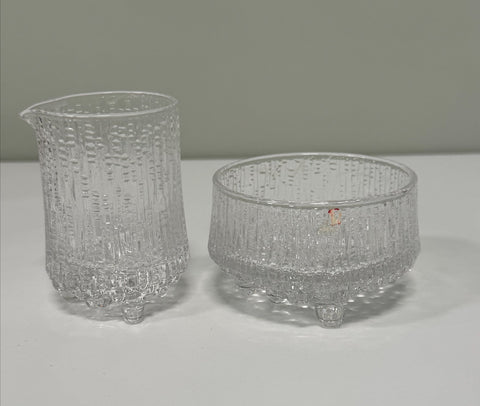 Iittala (Finland) "Ultima Thule" glass bowl and creamer set designed by Tapio Wirkkala