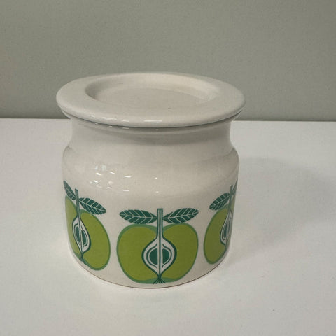 Arabia (Finland) "Pomona" green apple jam pot designed by Raija Uosikkinen