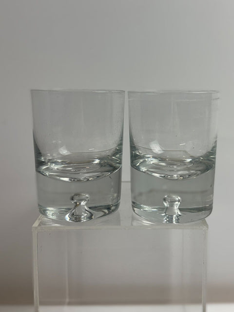 Krosno (Poland) 1960's bubble base ball bottom glasses set of two 9.5cm