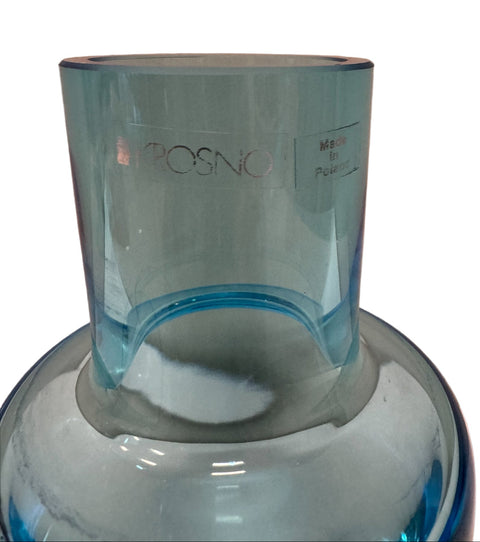 Krosno (Poland) tumble up blue bedside decanter with pitcher set