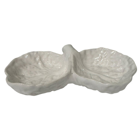 Bordallo Pinheiro (Portugal)  white double segmented dish