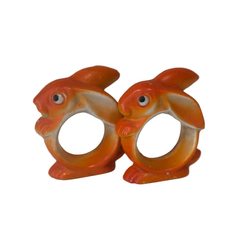 Set of orange (Made in Japan) bunny napkin rings