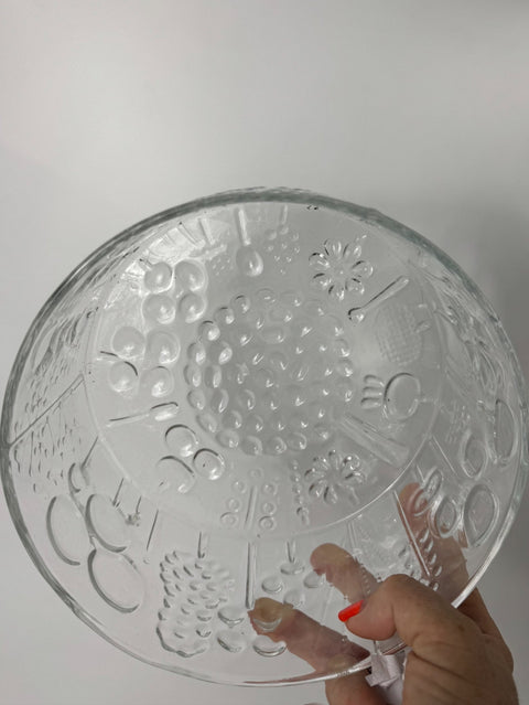 Iittala, Mid century Scandinavian Art Glass Iittala Nuutajarvi Flora bowl