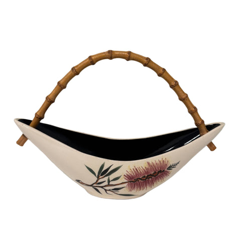 Studio Anna (Australia) hand painted pottery cane handled dish