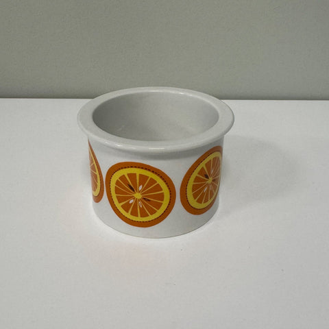 Arabia (Finland) "Pomona" orange jam pot designed by Raija Uosikkinen