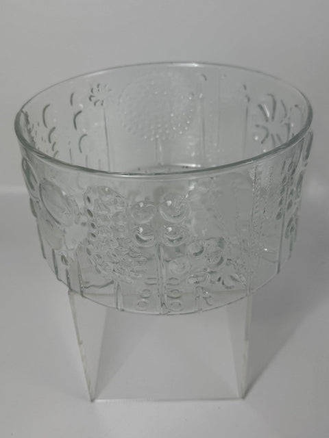 Iittala, Mid century Scandinavian Art Glass Iittala Nuutajarvi Flora bowl