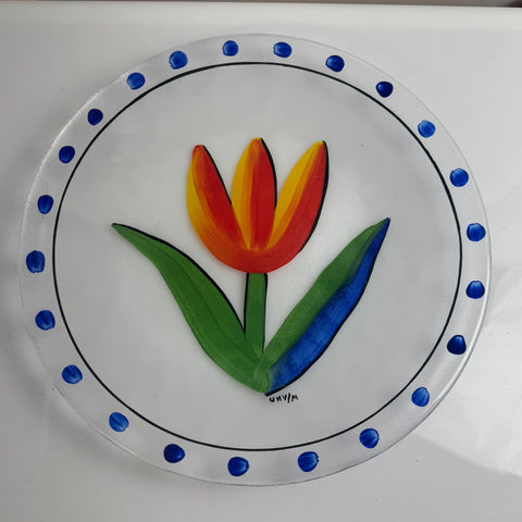 Kosta Boda (Sweden) Tulipa, Ulrica Hydman Vallien tulip very large plate 32 cm diameter