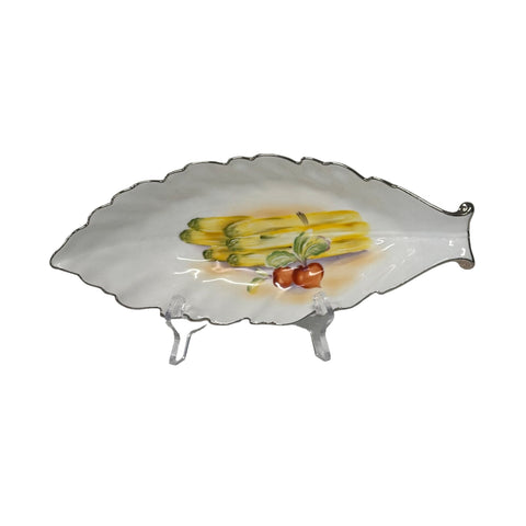 Noritake (Japan) Vintage Porcelain Asparagus, radish Platinum Trim dish