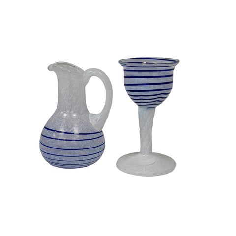 Kosta Boda (Sweden) "Ocean" white with blue mini vase designed by Ulrica Hydman-Vallien