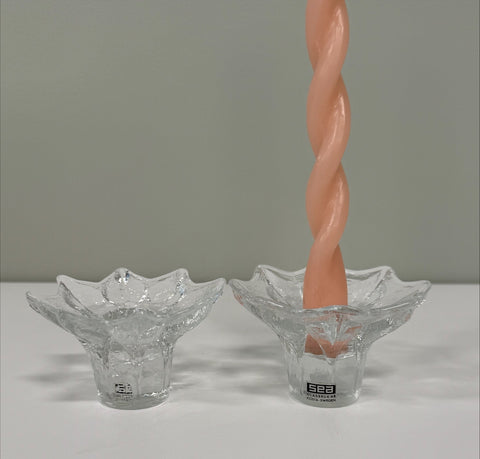 Sea (Sweden) Glassbruk set of two candle holders