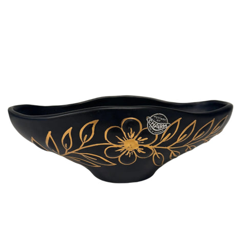 Diana (Australia) mid century black and gold ceramic vase or dish