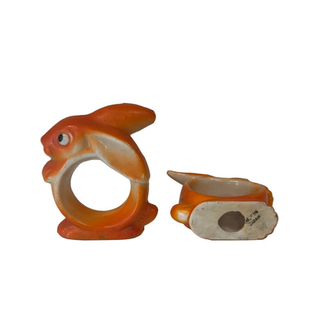 Set of orange (Made in Japan) bunny napkin rings