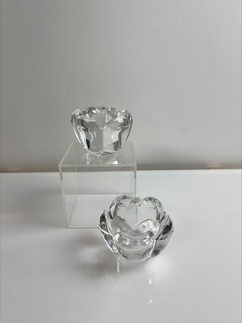 Royal Copenhagen produced by Holmegard pair of elegant lotus flower shape candle holders