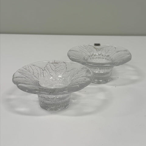 Kosta Boda (Sweden) Party leaf candle holders set of two